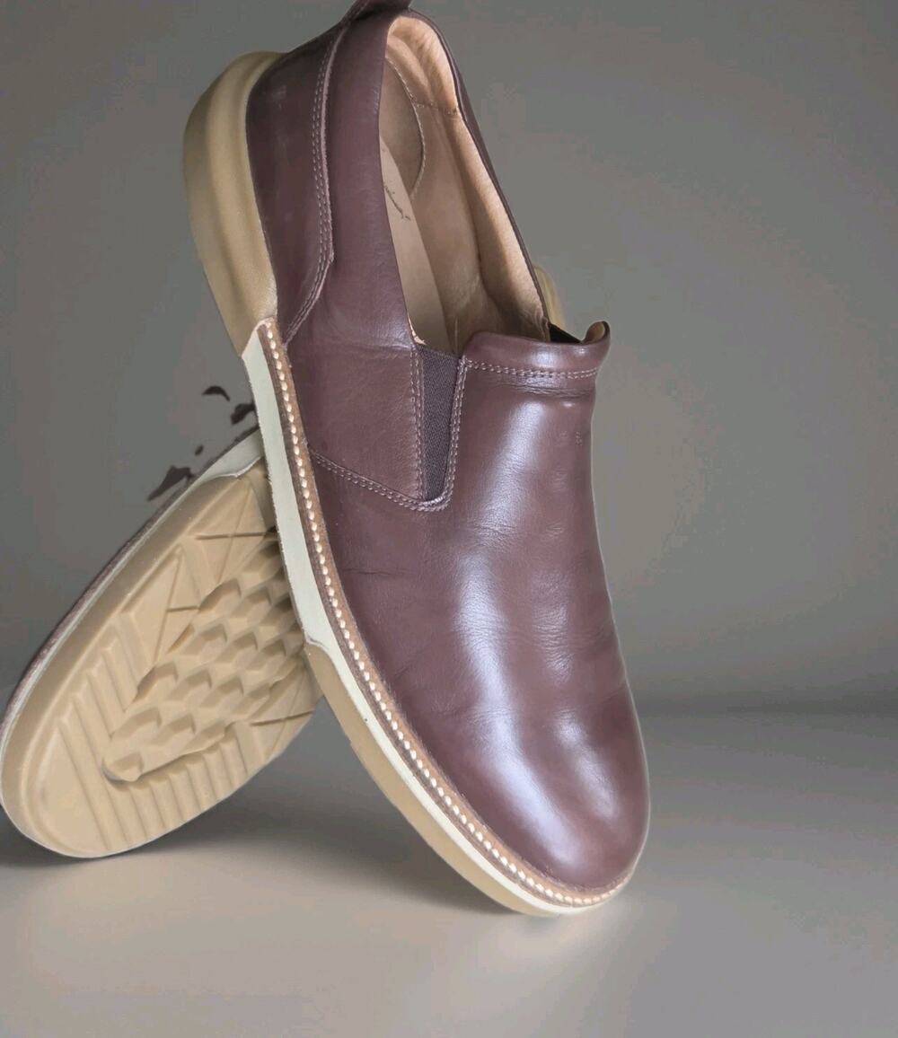 Lucheese After Ride Men's US 14 Slip On Chocolate Brown Buffalo Leather Shoes